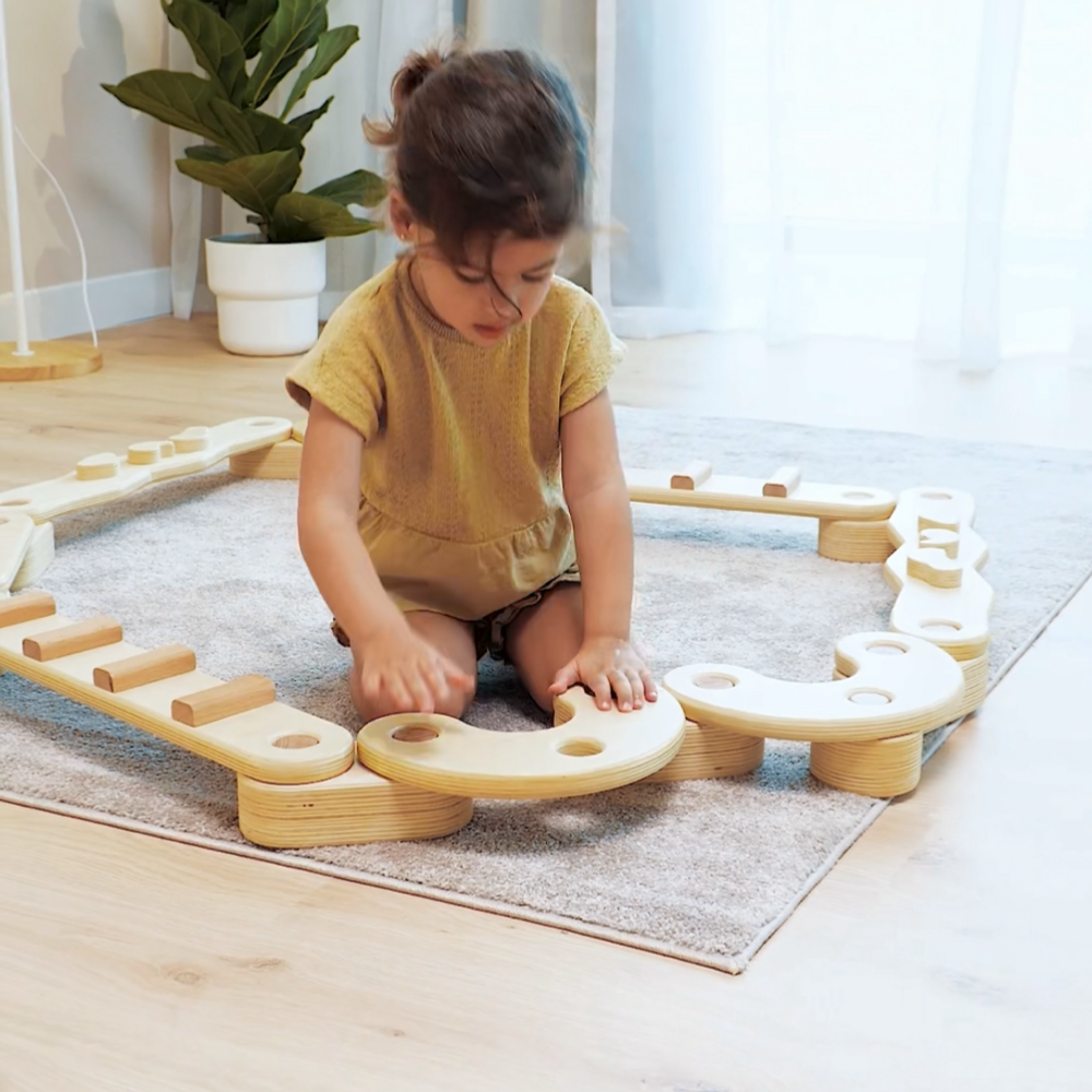 Wooden balance beam for kids- Natural