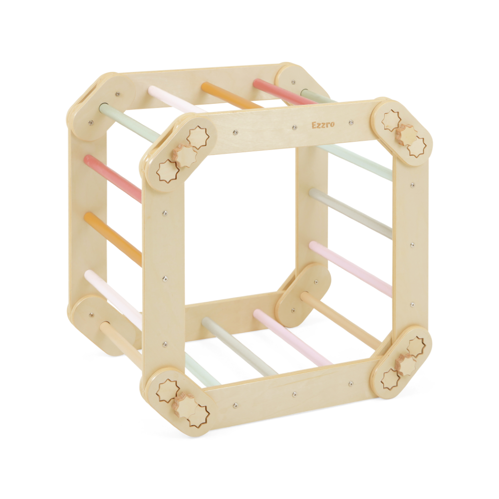 Transformable wooden pikler triangle with duo board- Multicolour