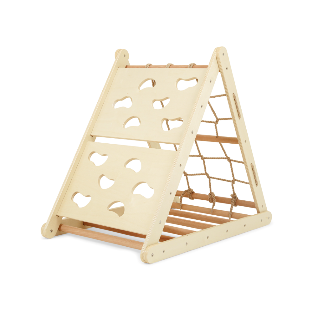 Wooden triple climbing pikler triangle- Natural