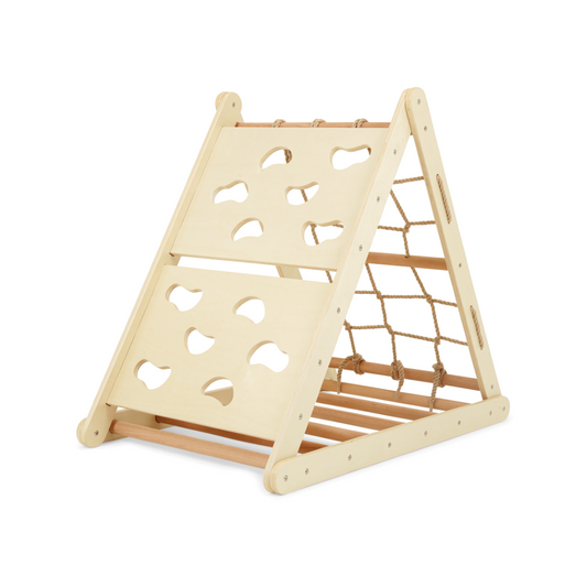 Wooden triple climbing pikler triangle- Natural