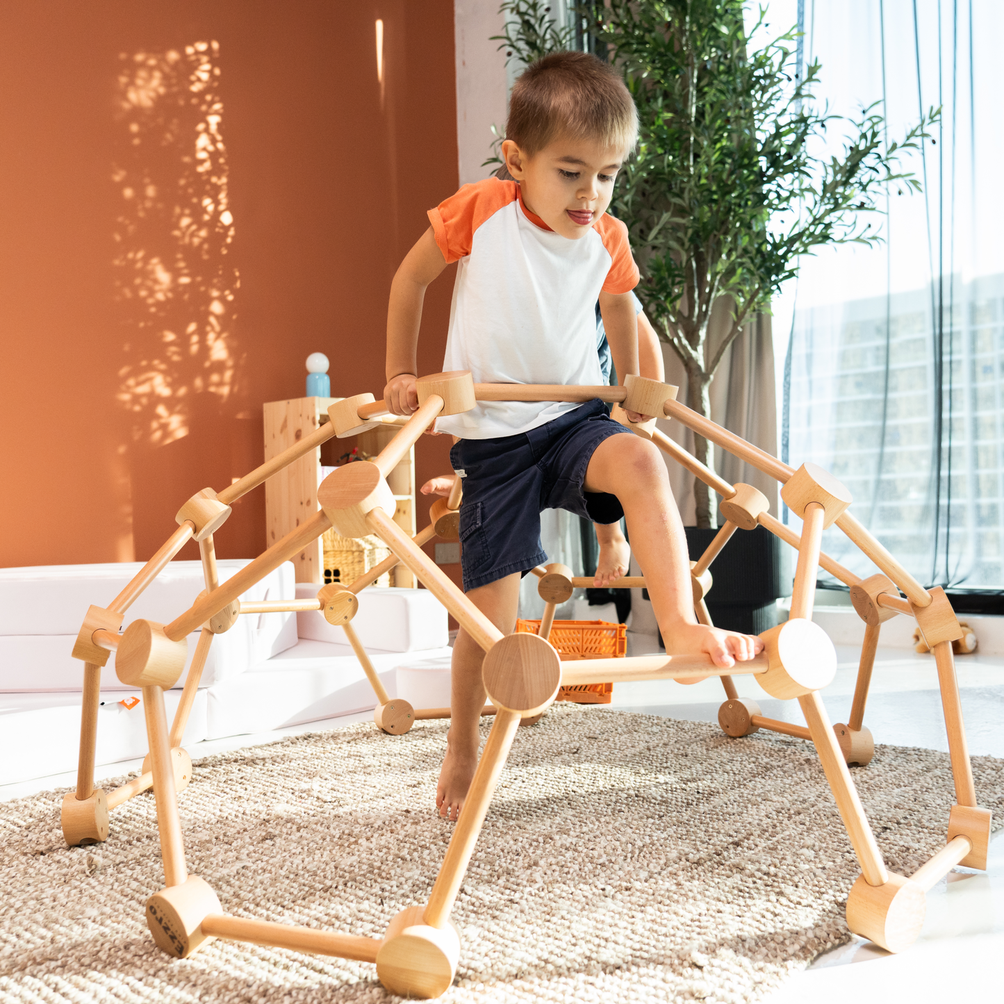 Natural wooden climbing dome