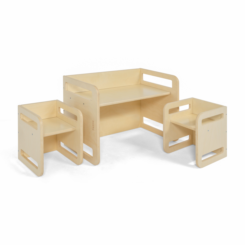 Wooden Montessori table set for kids- Natural