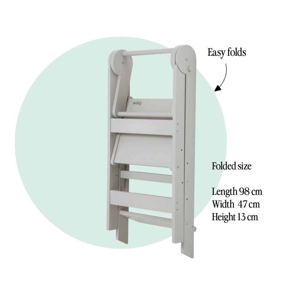 Wooden folding kitchen tower- Light grey