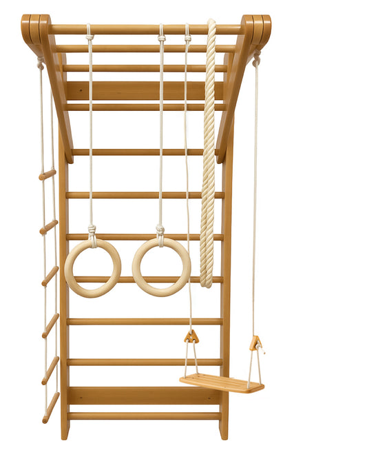 Indoor play Swedish ladder gym with swing- Natural