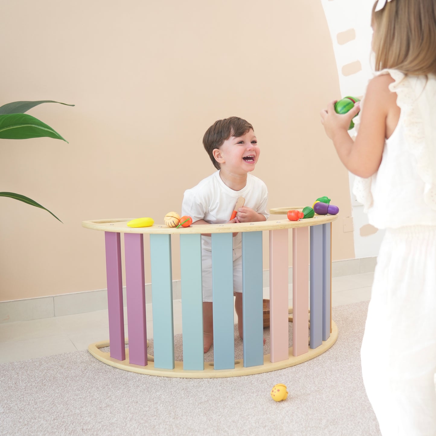 Wooden 3 in 1 large rocker balance board- Multicolour