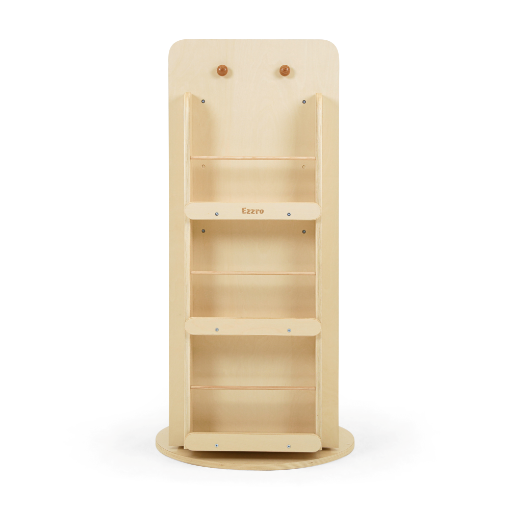 Natural wooden library rotating bookshelf