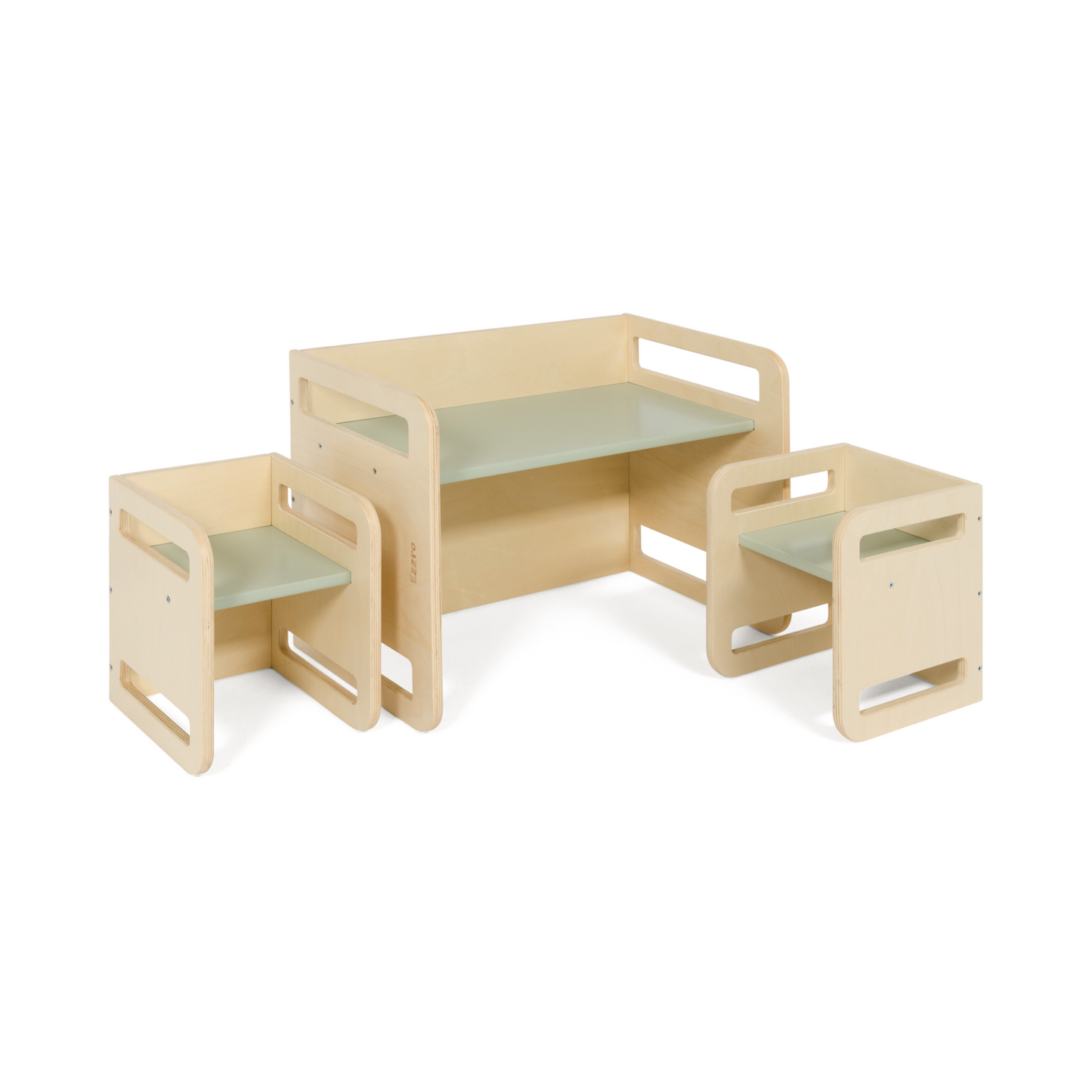 Wooden Montessori table set for kids- Light Green