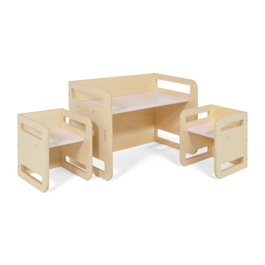 Wooden Montessori table set for kids- Light Pink