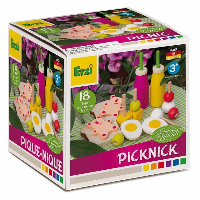 Wooden picnic play food set