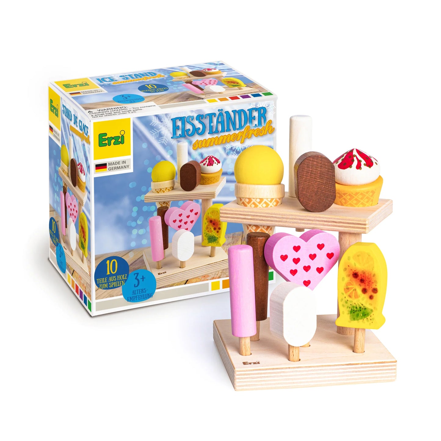 Wooden ice cream stand summer fresh set
