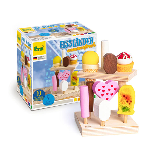 Wooden ice cream stand summer fresh set