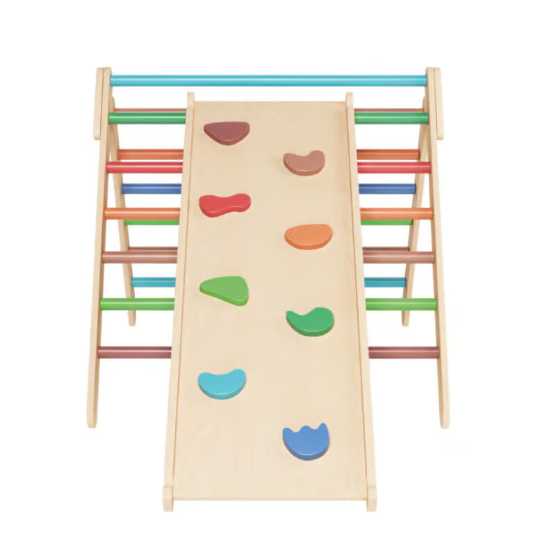 Large toddler wooden climbing set - Rainbow