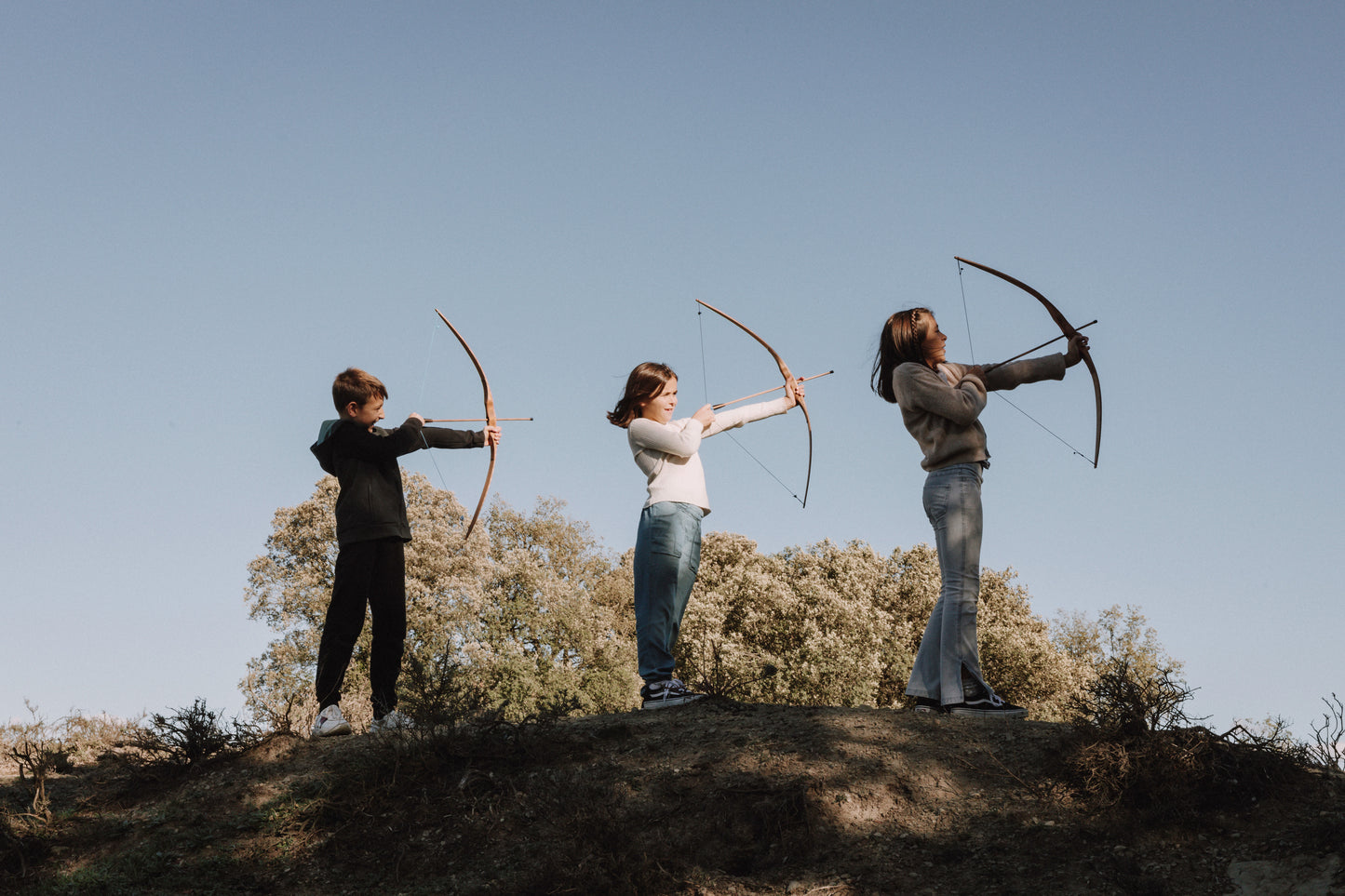 Wooden bow and arrow set with arrows