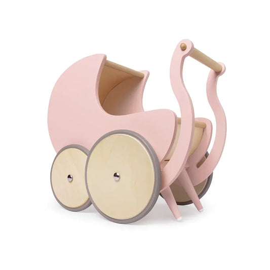 Wooden pram 2-in-1 walker toy- Pink