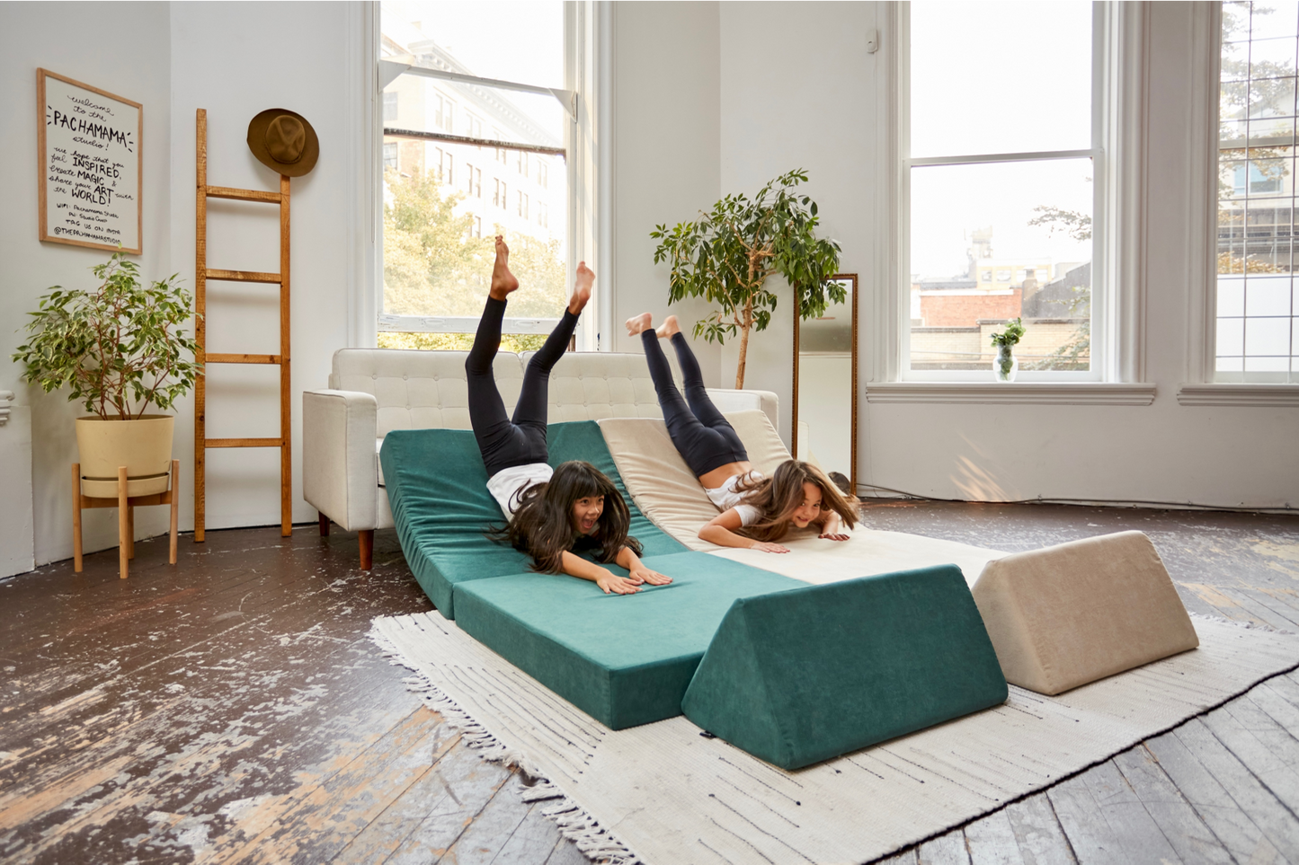 Kiddie couch play sofa for kids- Emerald Green