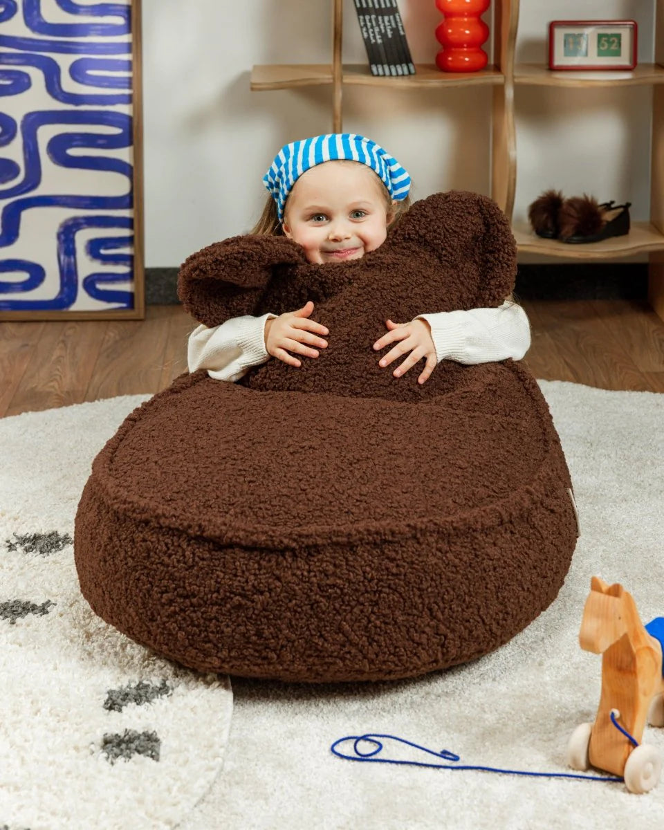 Wigiwama teddy fabric bear beanbag chair- Warm Hazel
