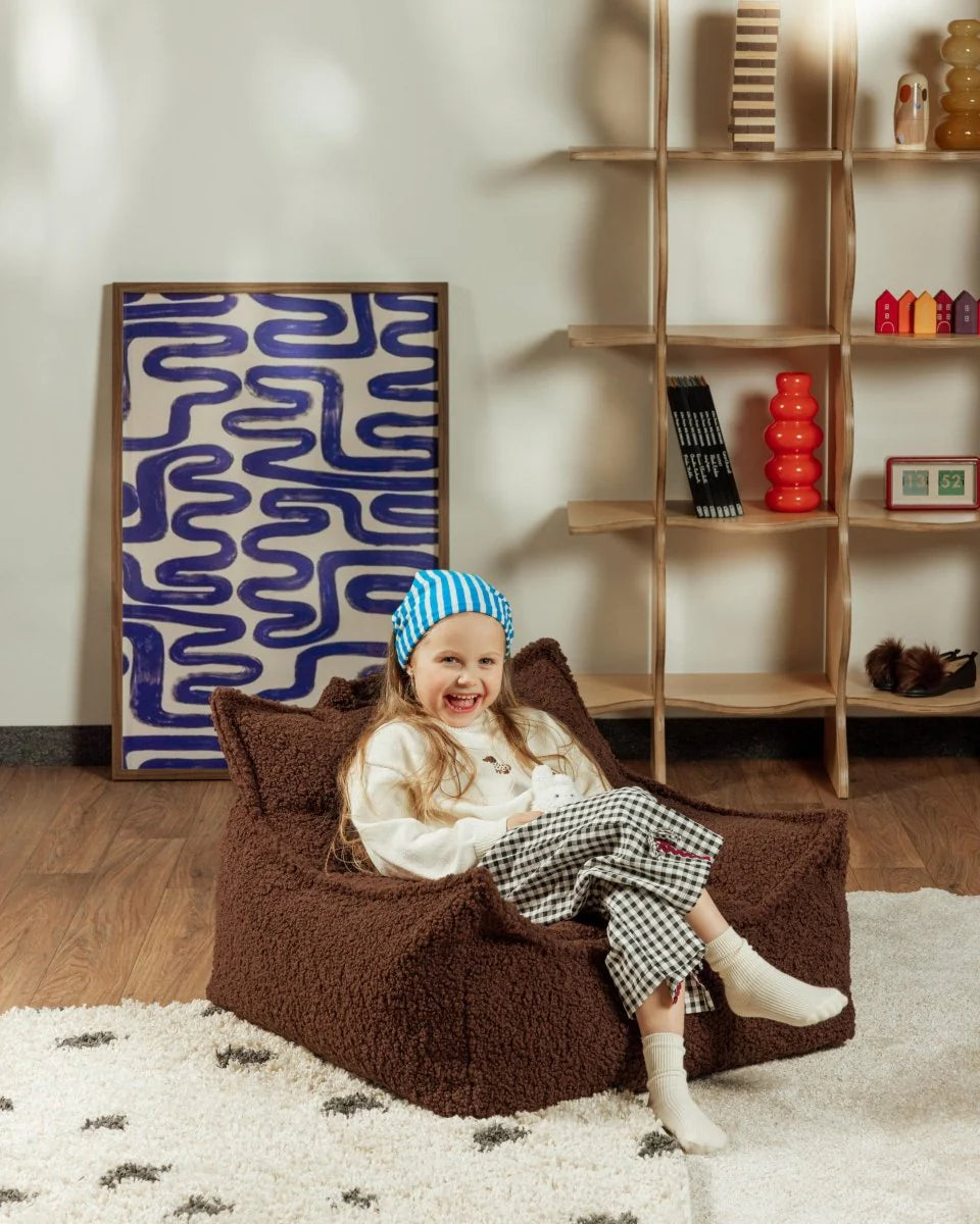 Wigiwama teddy fabric beanbag chair- Warm Hazel