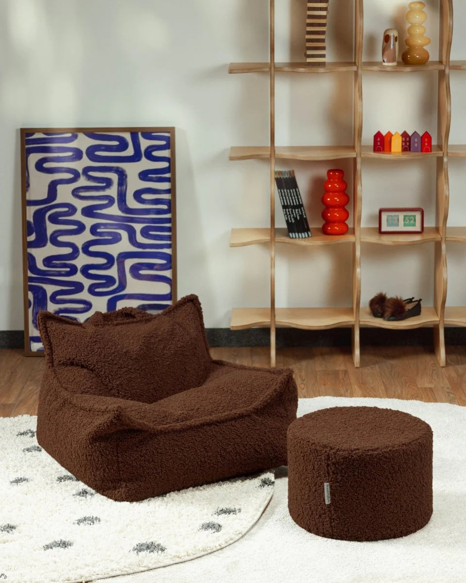 Wigiwama teddy fabric beanbag chair- Warm Hazel