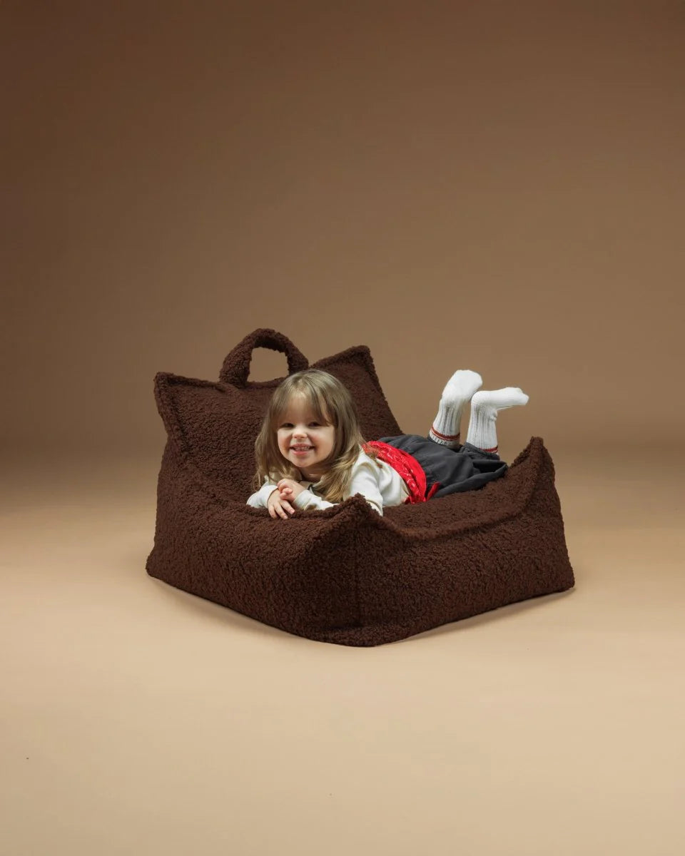 Wigiwama teddy fabric beanbag chair- Warm Hazel