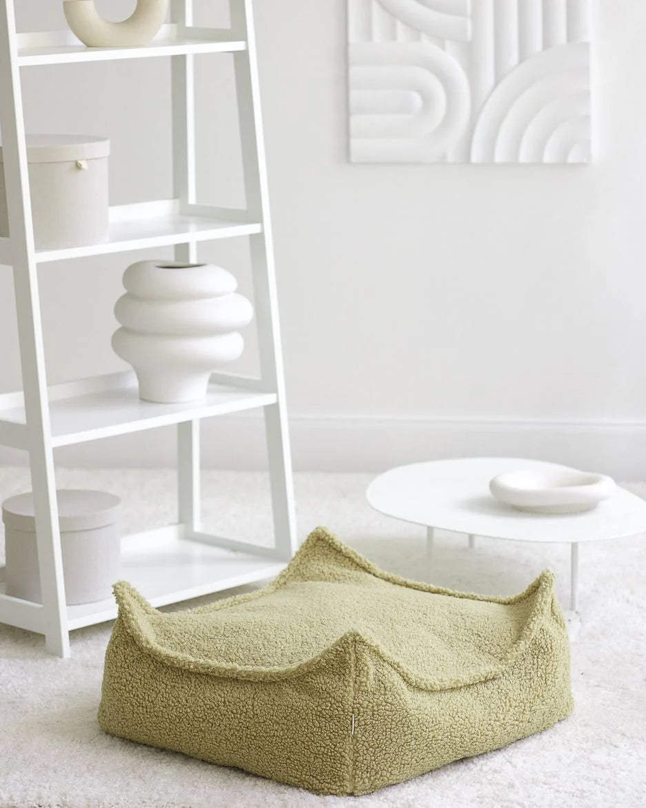 Wigiwama teddy fabric square ottoman- Matcha (pre-order)