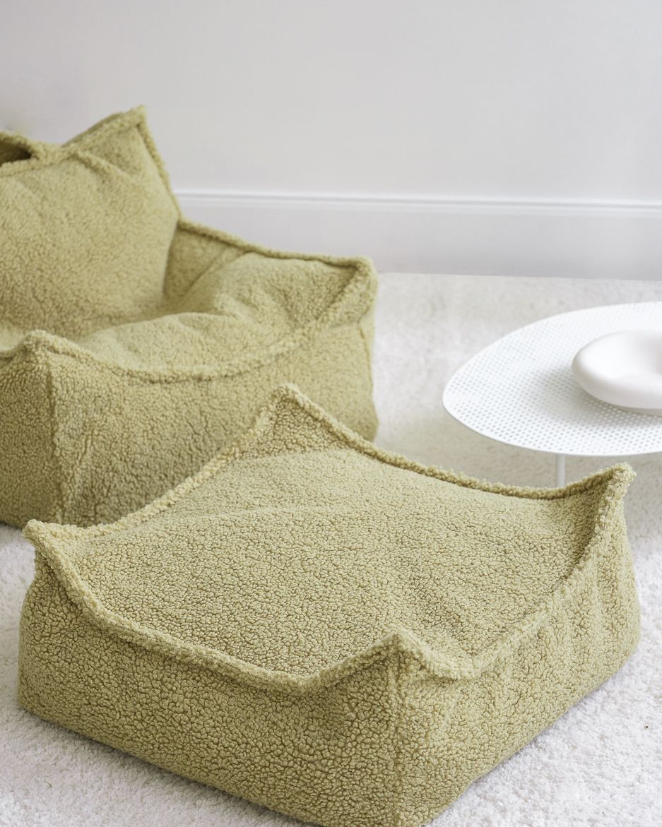 Wigiwama teddy fabric square ottoman- Matcha (pre-order)