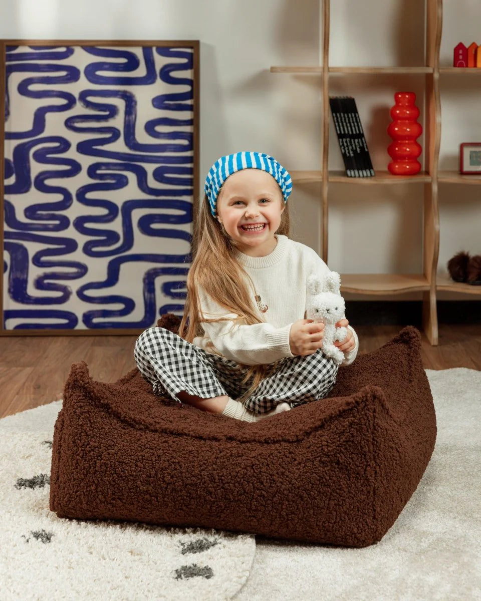 Wigiwama teddy fabric square ottoman- Warm Hazel (pre-order)