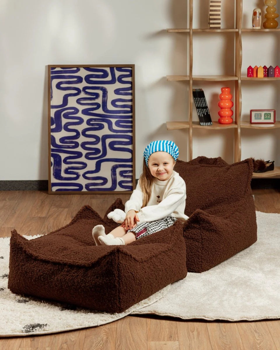 Wigiwama teddy fabric square ottoman- Warm Hazel (pre-order)
