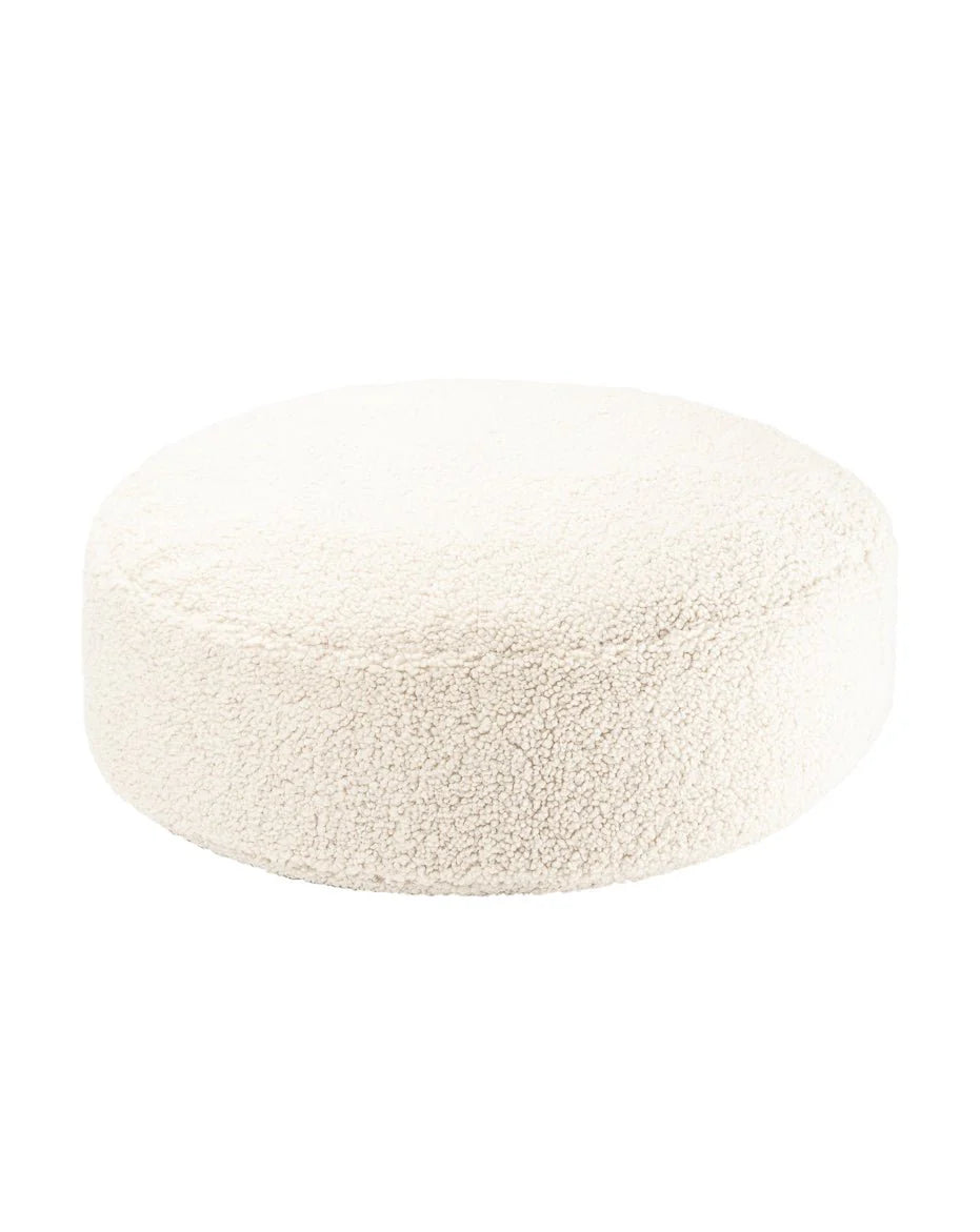 Wigiwama teddy fabric round ottoman- Cream White (pre-order)