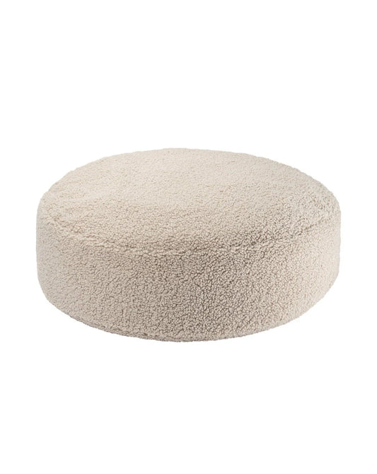 Wigiwama teddy fabric round ottoman- Biscuit (pre-order)