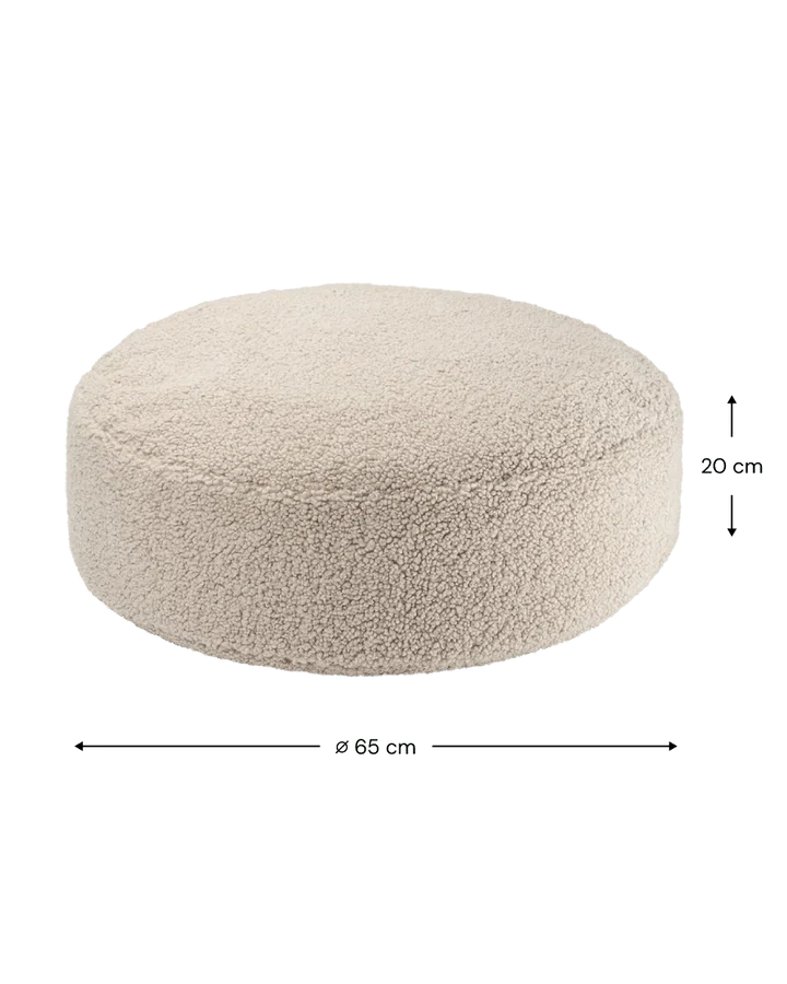 Wigiwama teddy fabric round ottoman- Biscuit (pre-order)