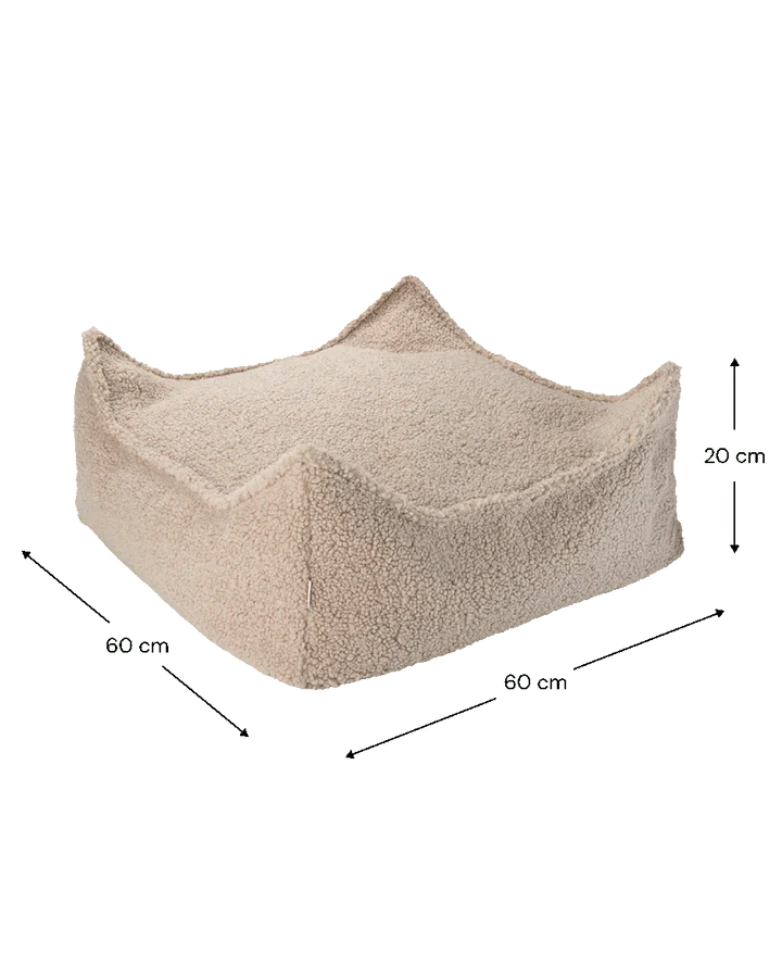Wigiwama teddy fabric square ottoman- Biscuit (pre-order)