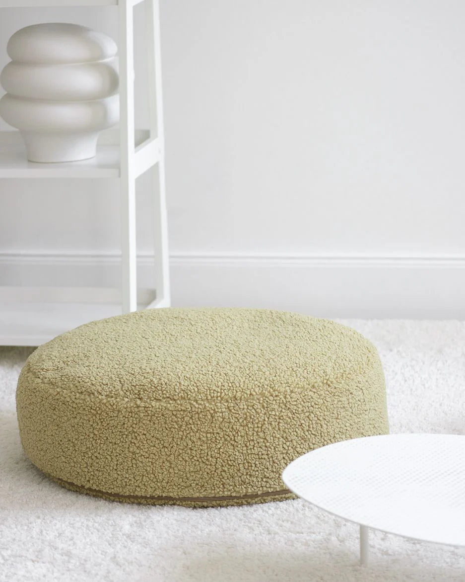 Wigiwama teddy fabric round ottoman- Matcha (pre-order)