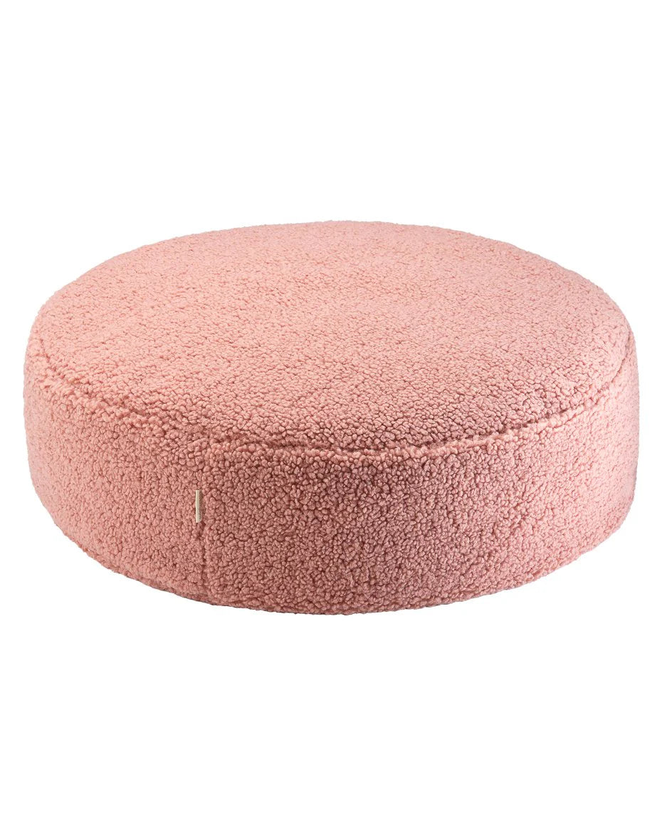 Wigiwama teddy fabric round ottoman- Guava (pre-order)
