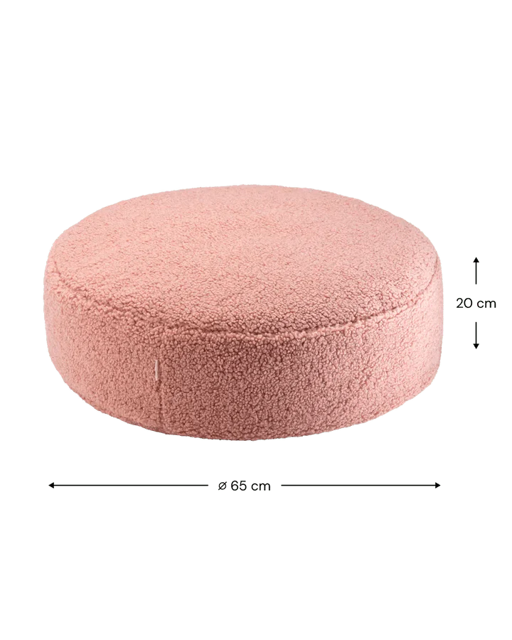 Wigiwama teddy fabric round ottoman- Guava (pre-order)