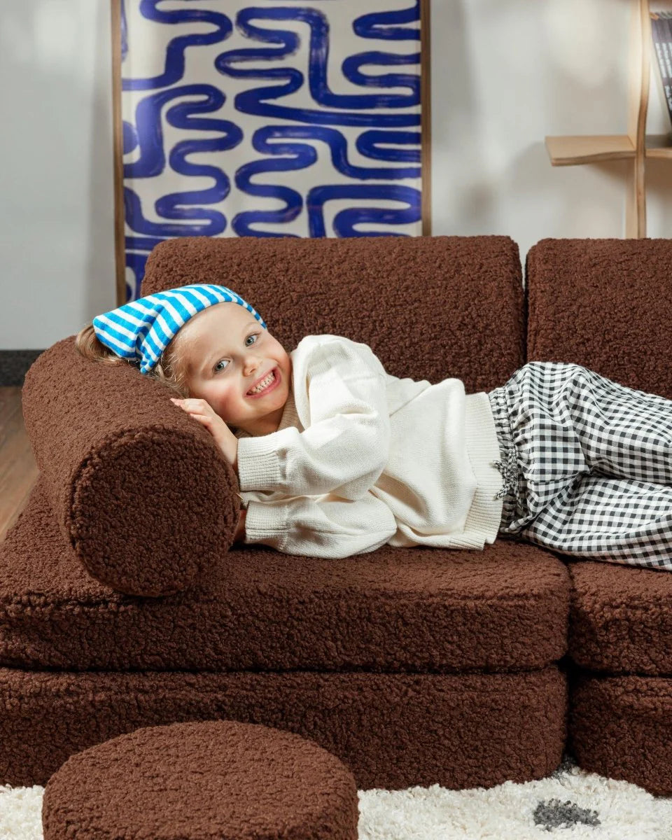 Wigiwama teddy fabric play sofa settee- Warm Hazel