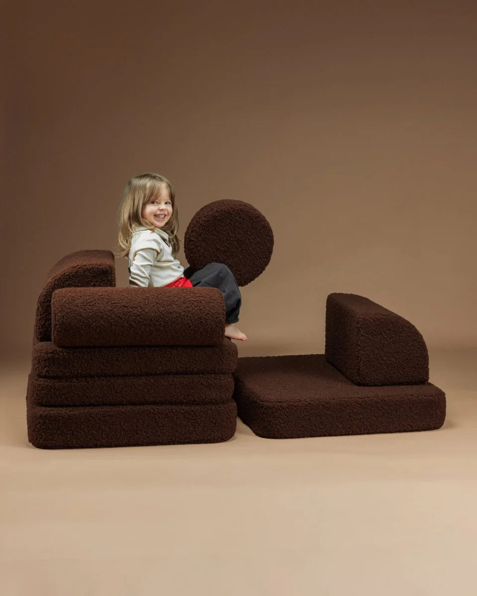 Wigiwama teddy fabric play sofa settee- Warm Hazel