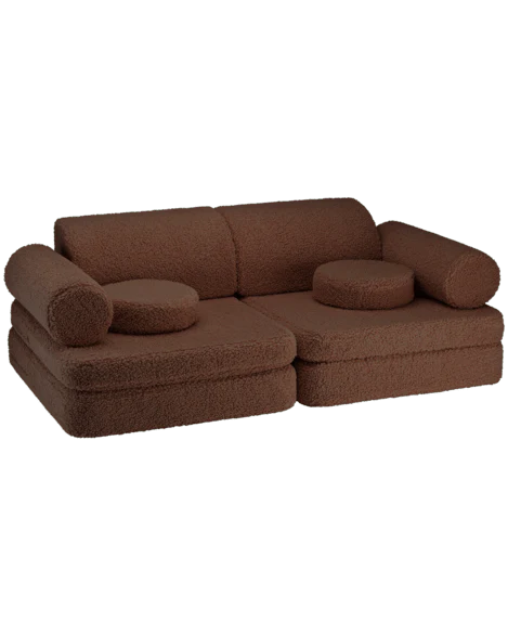 Wigiwama teddy fabric play sofa settee- Warm Hazel