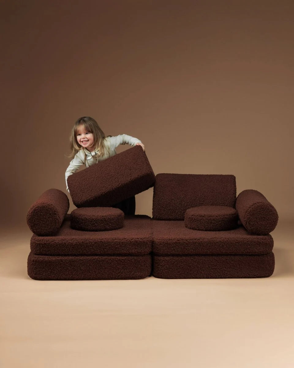 Wigiwama teddy fabric play sofa settee- Warm Hazel