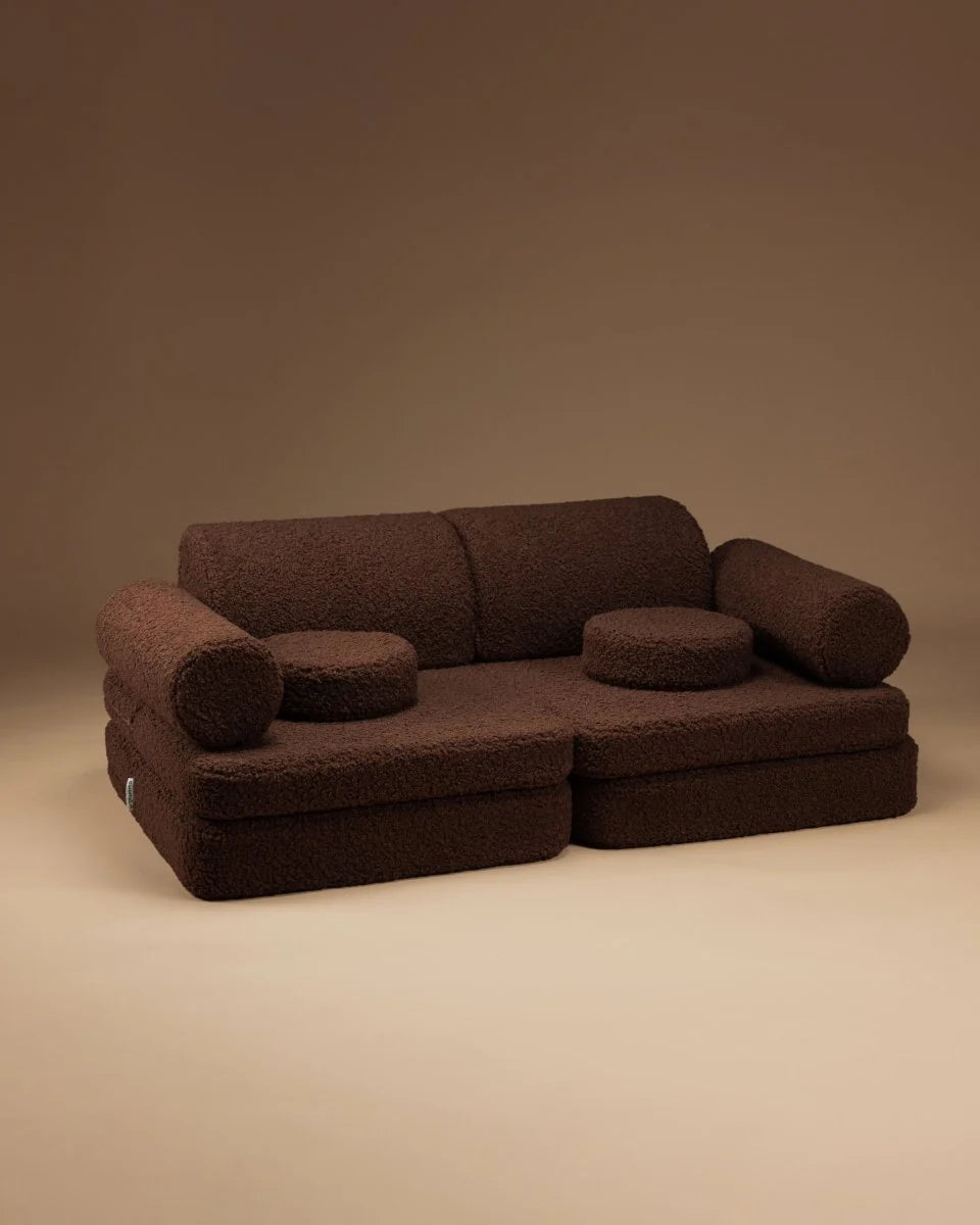 Wigiwama teddy fabric play sofa settee- Warm Hazel
