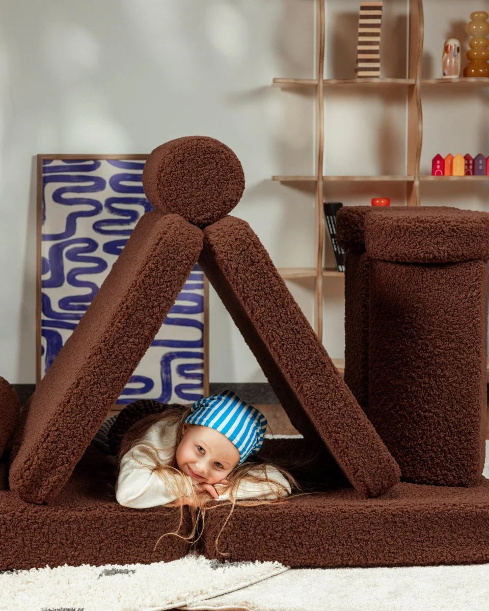 Wigiwama teddy fabric play sofa settee- Warm Hazel