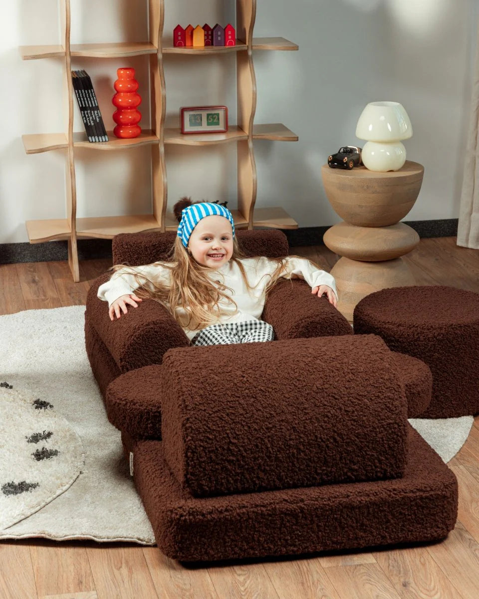 Wigiwama teddy fabric play sofa settee- Warm Hazel