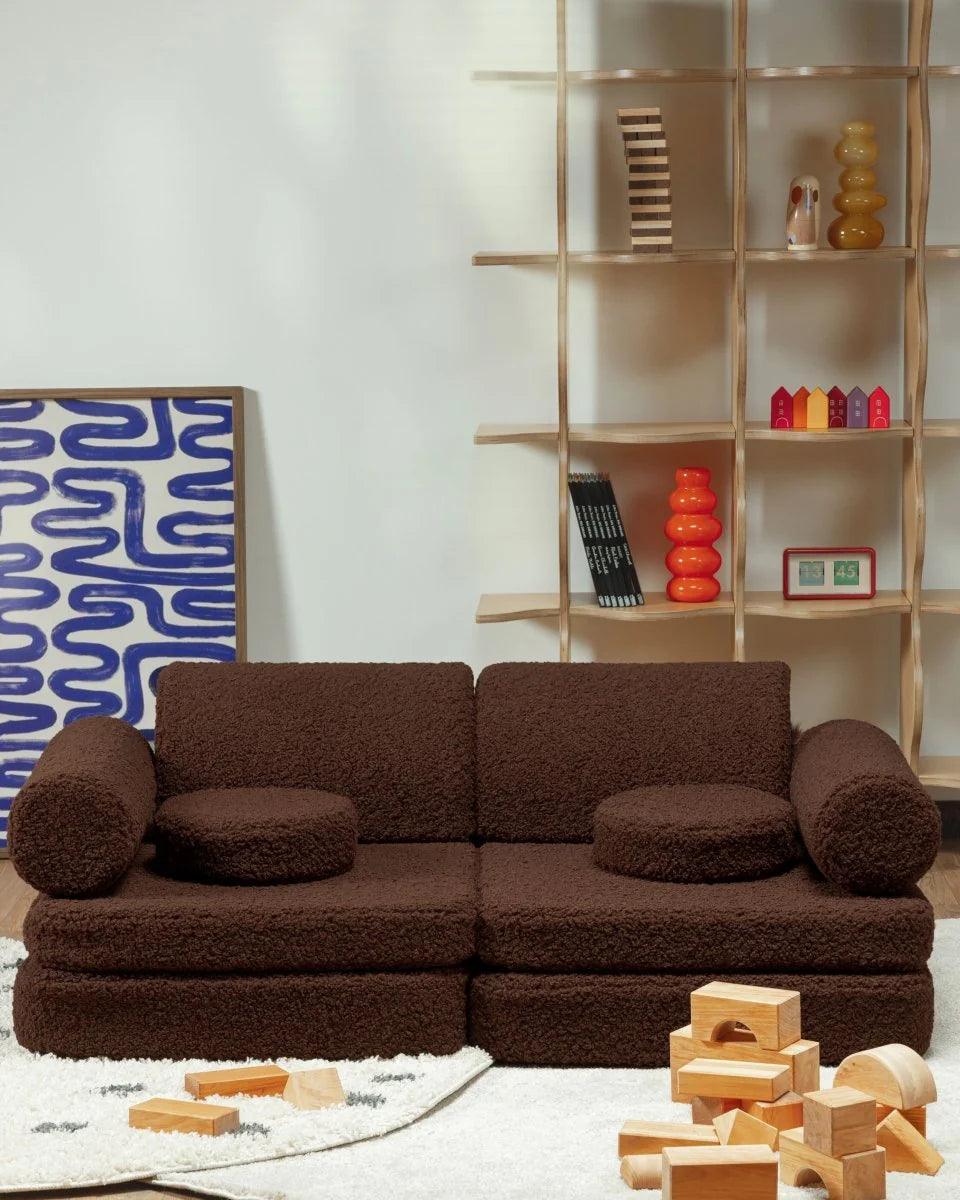 Wigiwama teddy fabric play sofa settee- Warm Hazel
