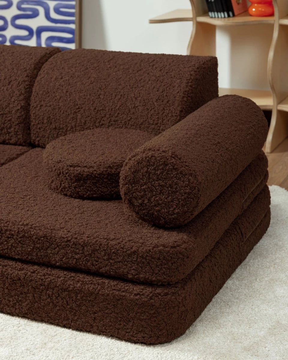 Wigiwama teddy fabric play sofa settee- Warm Hazel