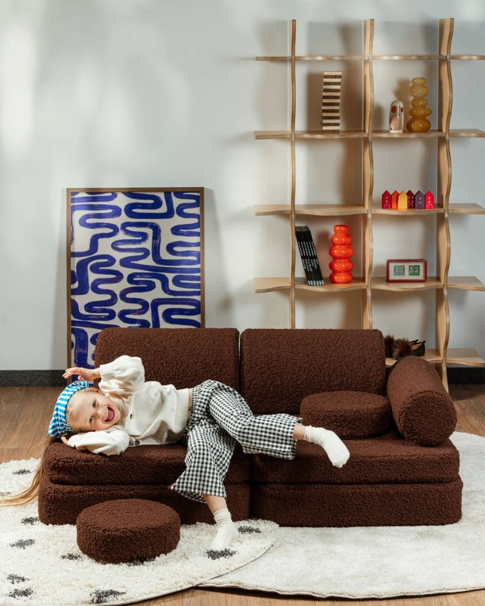 Wigiwama teddy fabric play sofa settee- Warm Hazel