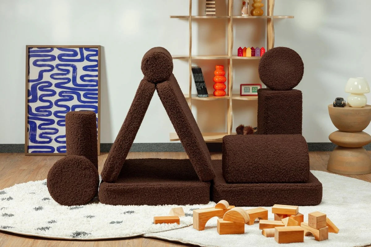 Wigiwama teddy fabric play sofa settee- Warm Hazel