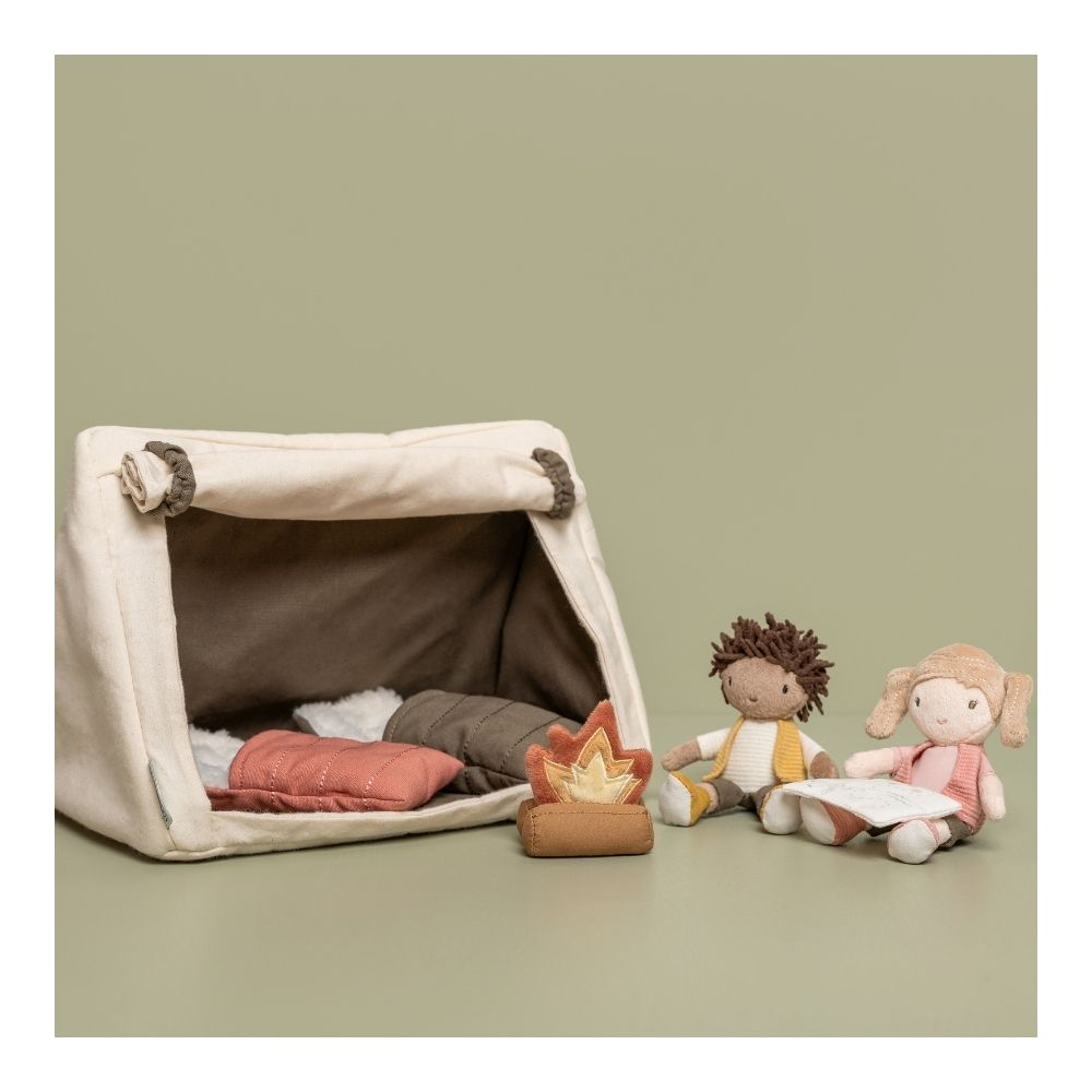 Soft fabric doll camping playset