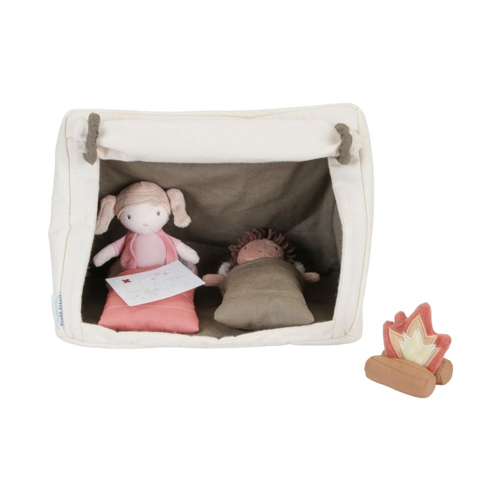 Soft fabric doll camping playset