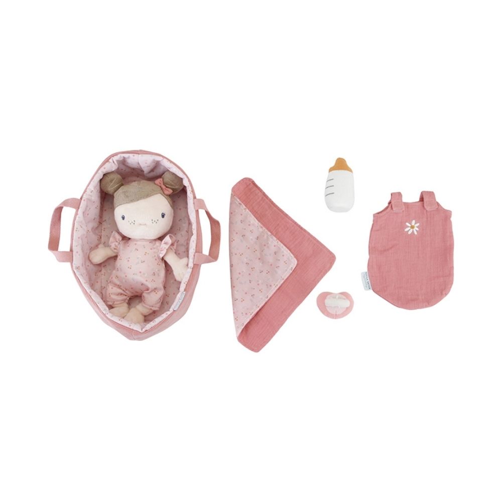 Soft fabric baby doll playset- Pink flowers