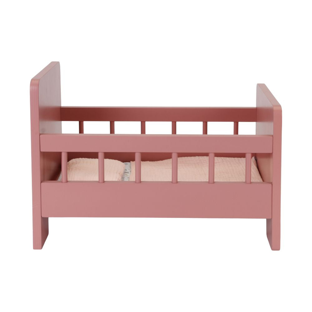 Wooden doll bed with blanket set-Pink