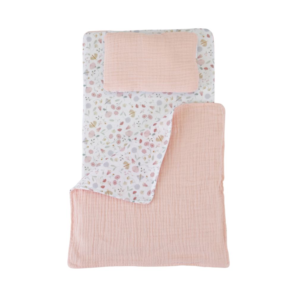 Wooden doll bed with blanket set-Pink